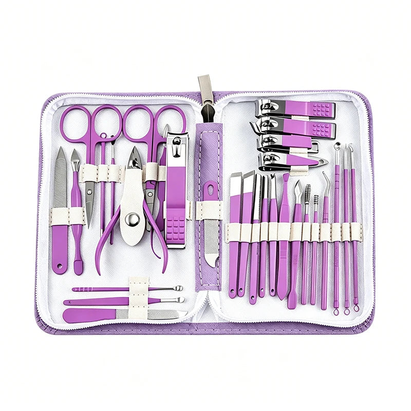30PCS Manicure Set Pedicure Kit Professional Nail Clipper Set Stainless Steel Manicure Kit Nail Kit with Storage Box for Family