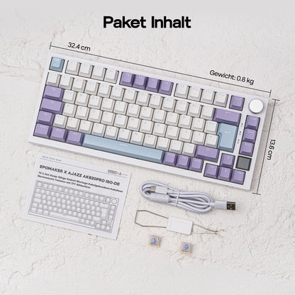 AJAZZ AK820 PRO mekaniskt tangentbord – tysk ISO-DE, RGB och TFT-skärm