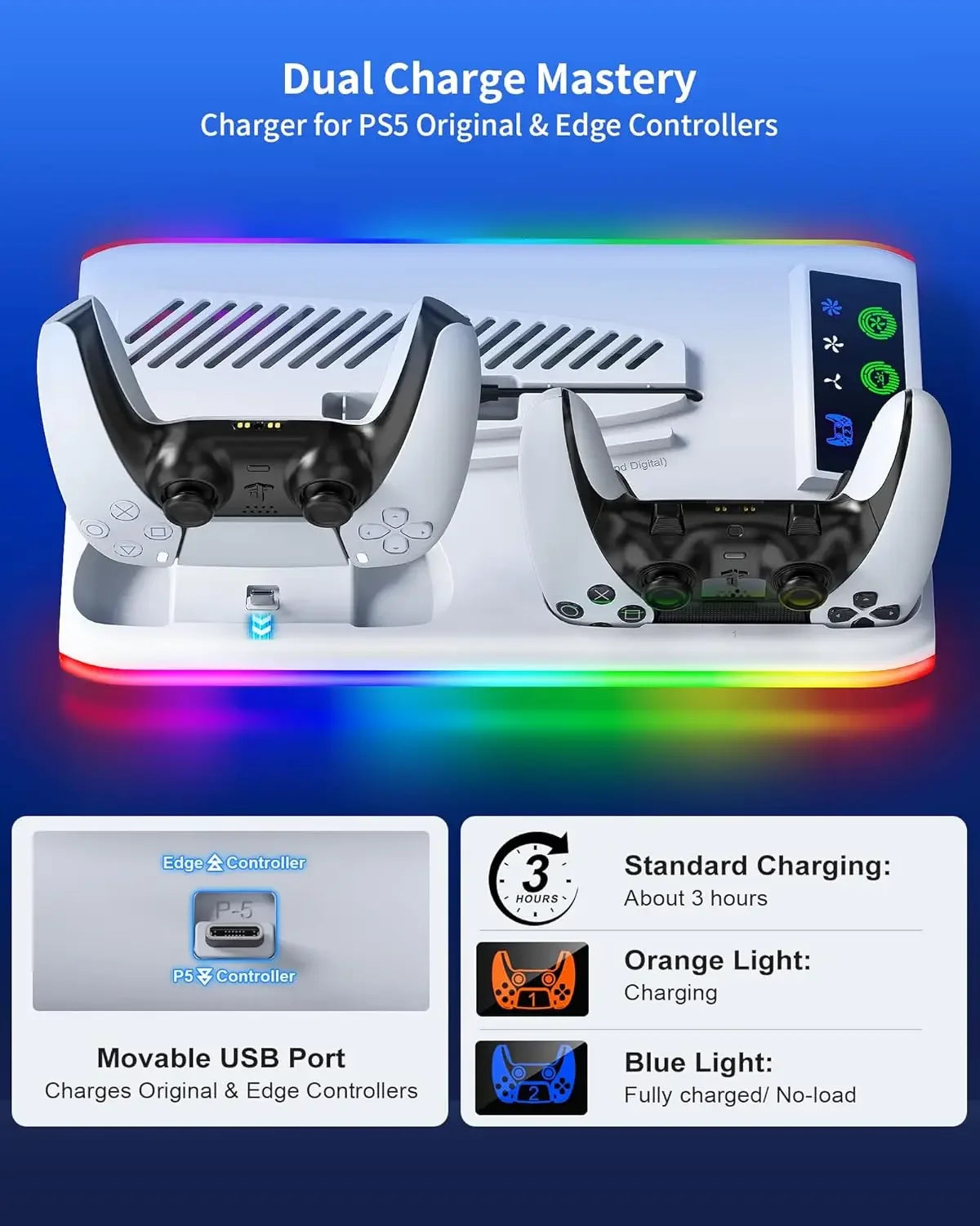 Stand For Sony PS5 Console Playstation Play Station PS 5 Pro Slim Support Cooler Fan Base Holder Control Charger Game Accessory