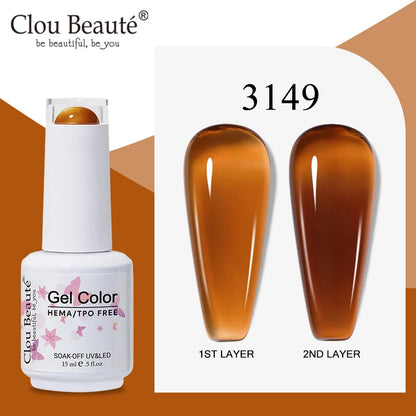 Clou Beaute Semi-transparent Jelly Color UV Gel Manicure Gel Nail Nail Supplies For Professionals Semi-permanent Varnish 15ml