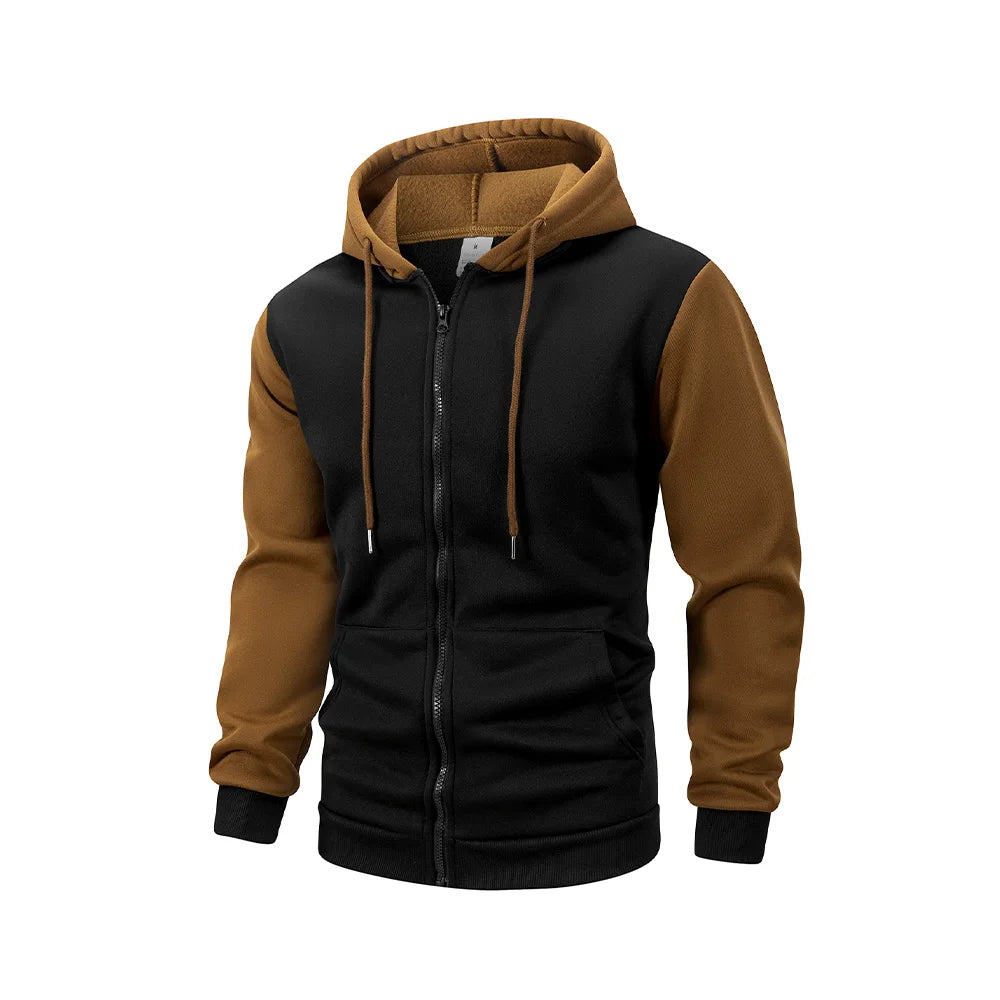Herr Oversized Hoodie med Dragkedja – Casual Sweatshirtjacka, 3 Färger