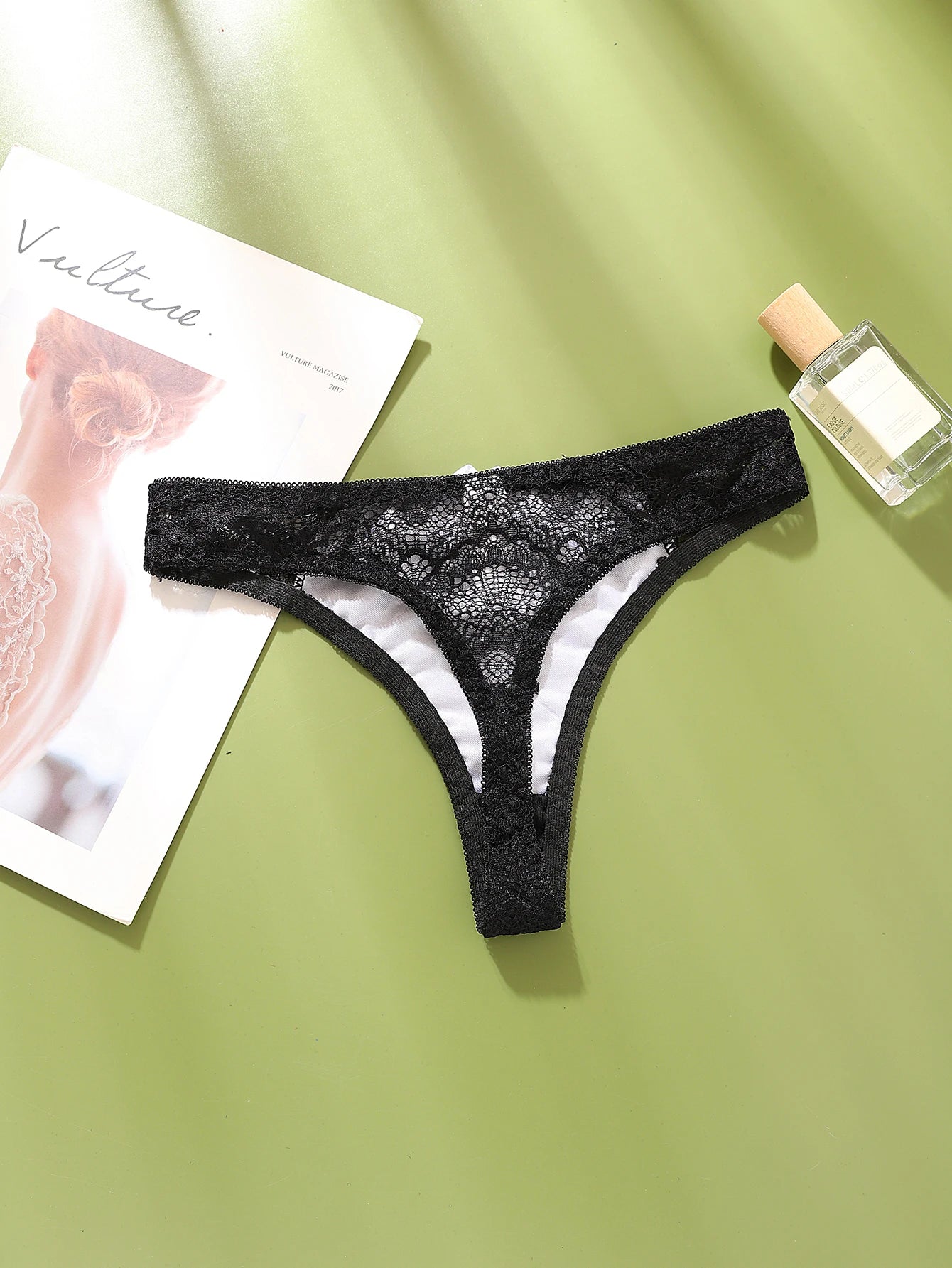 Sexy Women's G-String Panties Transparent Mid-Low Rise Ladies Underwear Color-Block Female Intimates Lingerie