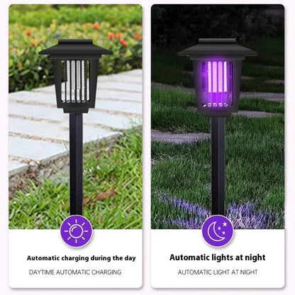 Solar and Electric Shock Mosquito Repellent Lamp Waterproof Bug Zapper 2Mode LED Light for Outdoor Garden Lawn Camping Villa Use