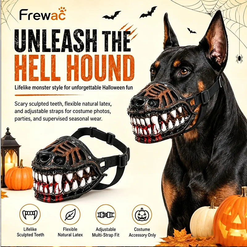 Latex Dog Mask With Blood In Pet Teeth Interesting Adjustable Elastic Cat Dog Mask Halloween Party Pet Dressing Headgear