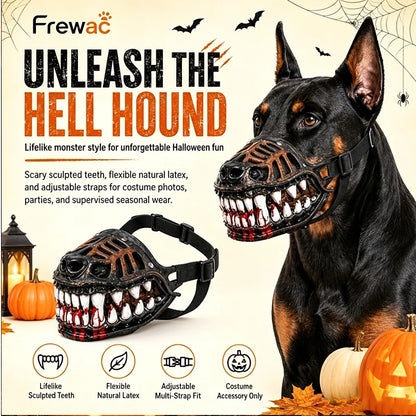 Latex Dog Mask With Blood In Pet Teeth Interesting Adjustable Elastic Cat Dog Mask Halloween Party Pet Dressing Headgear