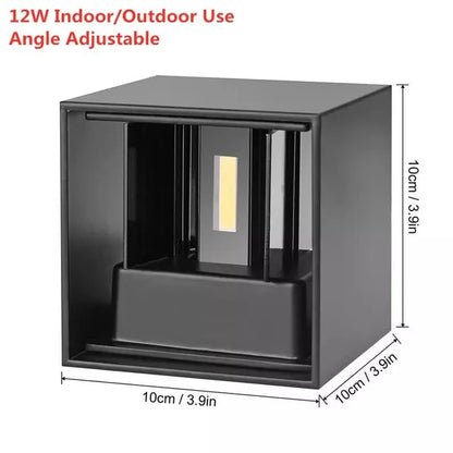 IP65 LED Kubvägglampa 6W/12W – Justerbar Vinkel, Inne & Ute, Aluminium, Varm/Kall/4000K