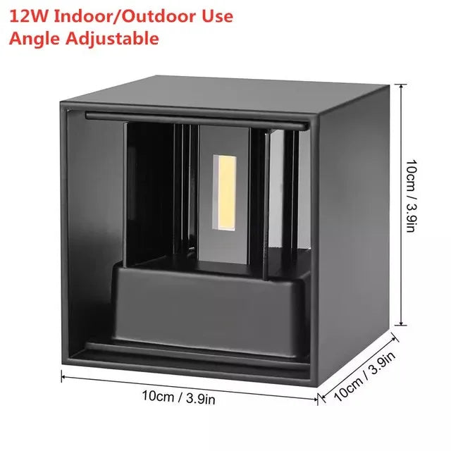 IP65 LED Kubvägglampa 6W/12W – Justerbar Vinkel, Inne & Ute, Aluminium, Varm/Kall/4000K