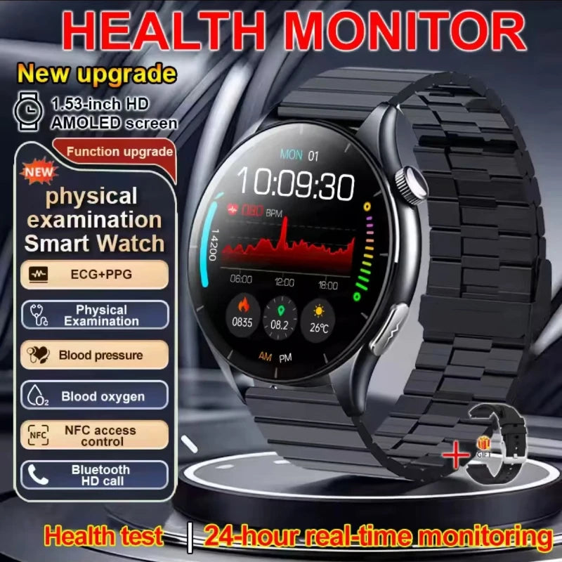 Sapphire Smartklocka 2026 – NFC, ECG+PPG, Blodsyre, Urinsyra, Blodtryck, 1,56" AMOLED, iPhone & Android