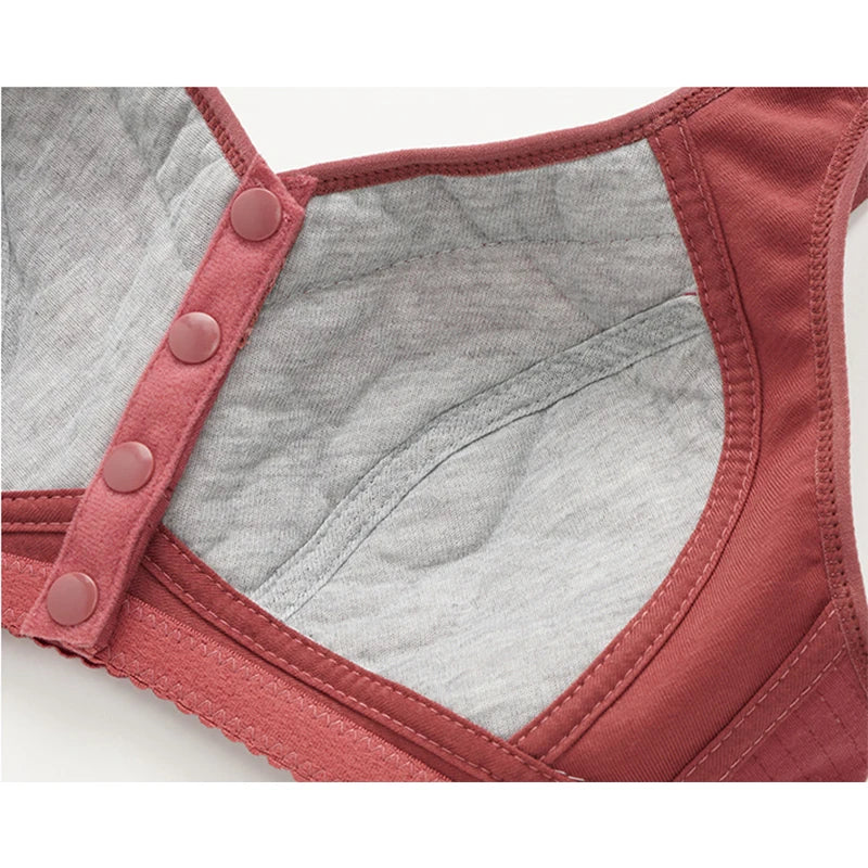 Front Closure Confortable Bra For Older Women Wire Free Bras Push Up Underwear Female Everyday Lingerie Large Bust 110A