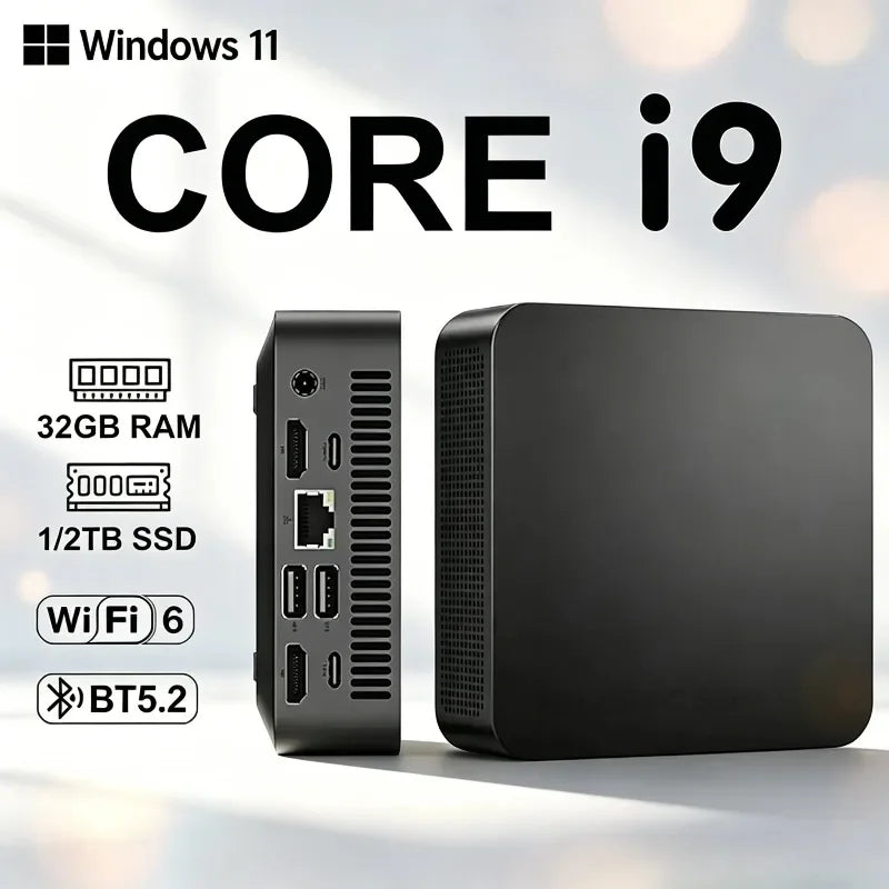 New MINI PC Windows 11 Pro Core i9 10980HK 32GB RAM 1TB 2TB SSD WIFI 6 BT5.2 4K HD Mini Gaming Office Study Pc