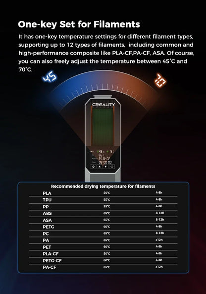 Creality Space Pi filamenttork med pekskärm – 45–70 °C och timer