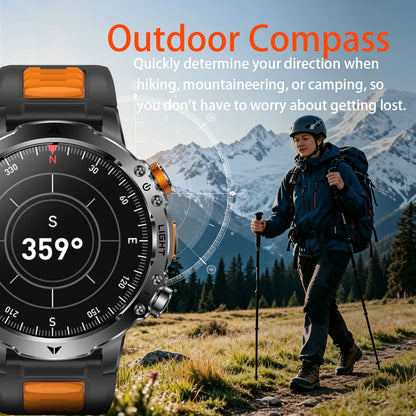 2026 New Men Outdoor Smart Watch 1.7" IPS 1600mAh  Battery Bluetooth Call IPX8 Waterproof Flashlight SOS Compass 120+Sport Modes