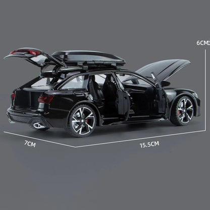 Audi RS6 Diecast Modellbil 1:32 – Ljud & Ljus 7 Dörrar öppnas Zinklegering CE Svart Grå Samlarmodell 2026
