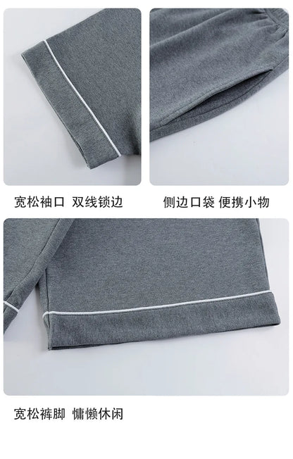 Short Sleeves & Shorts & Long Pant 3Pcs/set Cotton Nightwear for Men Summer Breathable Casual Sleepwear Male Loungewear Hombre
