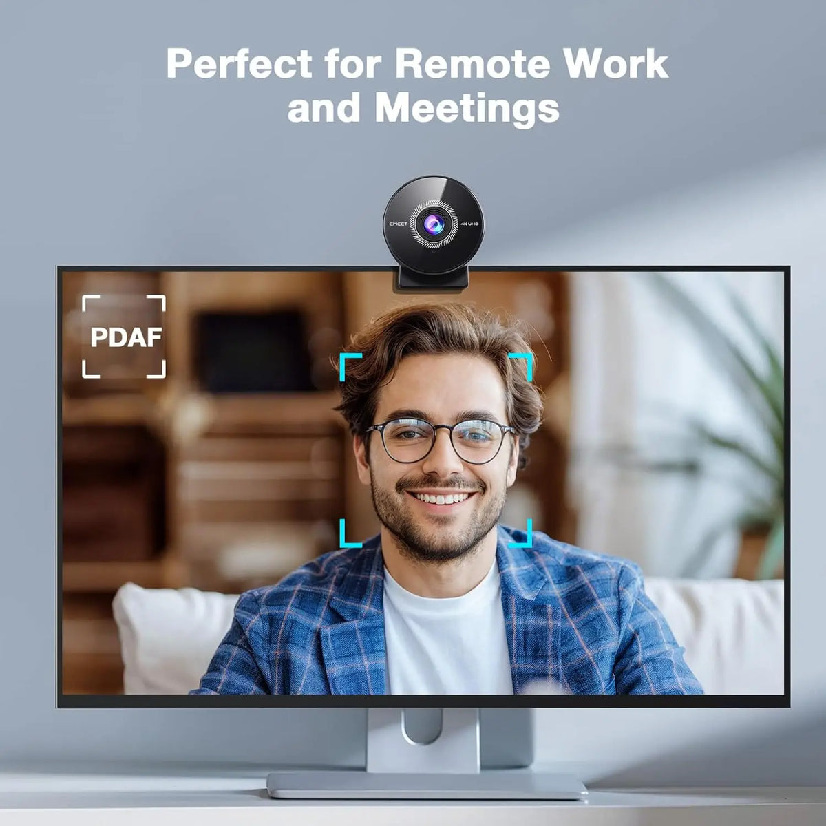EMEET C950 Webbkamera 4K/1080p 60fps med Brusreducerande Mikrofon – USB Webcam för Möten & Streaming