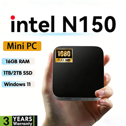 Mini Computer PC Portable Intel N150 Windows 11 Pro 16GB 32GB RAM 1TB SSD Gaming Computer WiFi 6 USB3.0 Mini Desktop PC