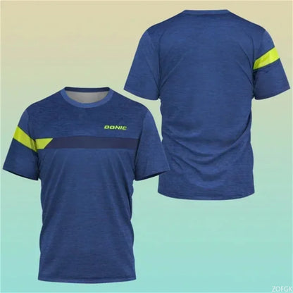 New Hot 3D Printing Boutique Table Tennis Shirt Training T-shirt Sweat Absorption Comfortable Top Badminton Sport Round Neck O N