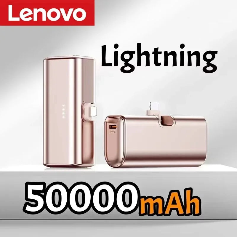 Lenovo 500000mAh Mini Power Bank 225W Fast Charging USB C Portable Charger for iPhone 16 15 Android Phones and Travel Use