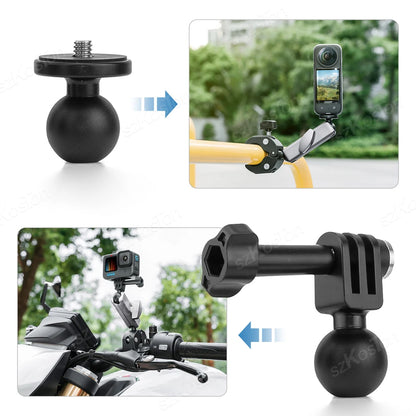 For Insta 360 X5 X4 X3 GO 3S Motorcycle Bicycle Clip Bracket for GoPro 13 12 11 DJI Action 6 Bike Selfie Stick Camera Accessory