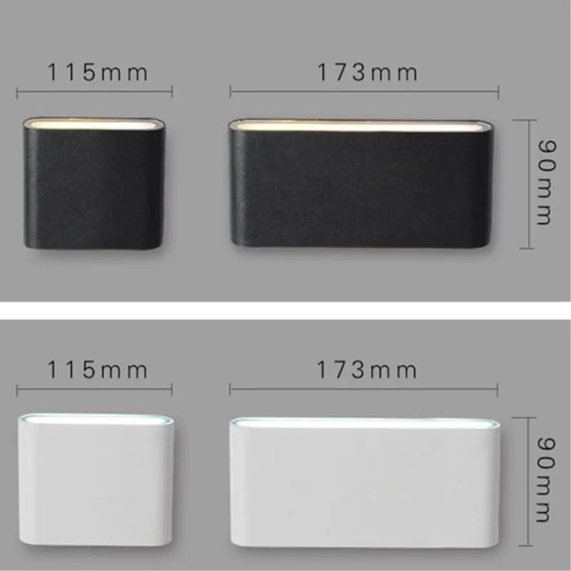 Modern LED Vägglampa Upp & Ned – IP65, Aluminium, Vit/Svart, 6W/12W, Varmvit/Neutral/Kallvit, 85–265V