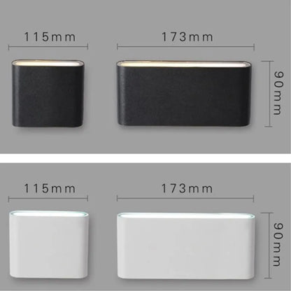 Modern LED Vägglampa Upp & Ned – IP65, Aluminium, Vit/Svart, 6W/12W, Varmvit/Neutral/Kallvit, 85–265V