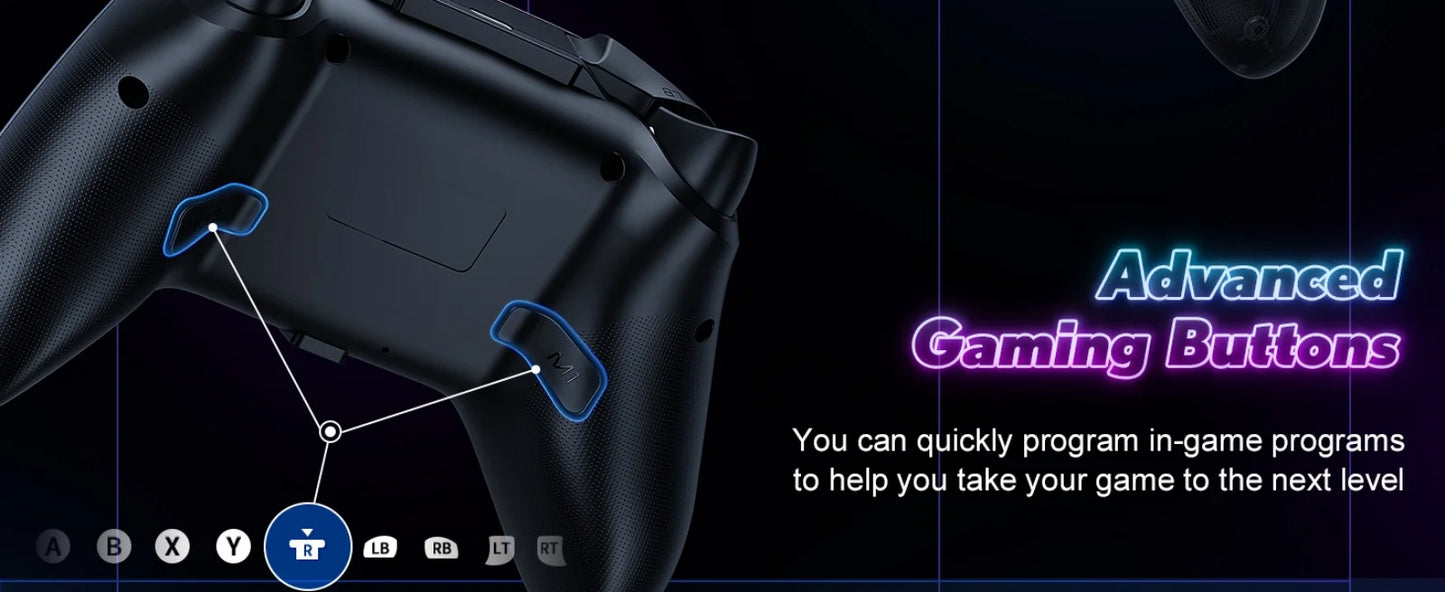 Controller for Switch Lite/OLED/PC Game Joystick Wireless BT Gamepad W/RGB Hall Effect Turbo Macro 6-Axis Gyro Vibration Motors