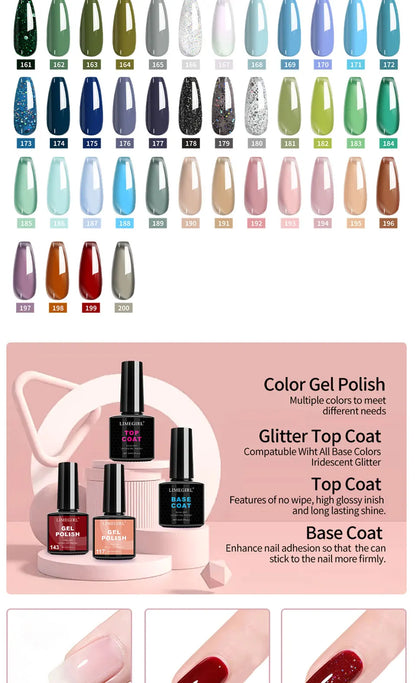 Limegirl Semi-Permanent  8ml Nail Gel Polish Kit With USB UV Lamp Soak Off Base&Top Coat Varnish Manicure Set  for Nails Salons