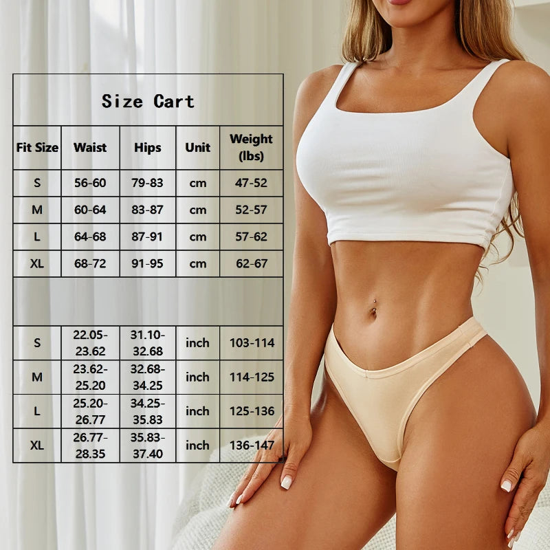 7Pcs/Set Seamless Cotton Panties For Women Sexy Low Waist Cotton Soft Thongs Ladies Solid Color Underpants Breathable G-strings