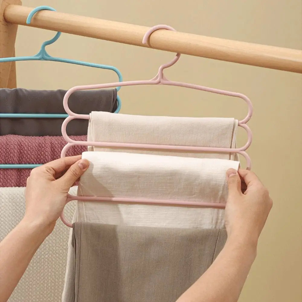 5 Layers Trousers Hangers Household Multi-layer Thickened Clothes Storage Holders Multifunctional Pants Towel Scarfs Racks