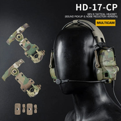 HD-17 GEN 6 Tactical Headset Sound Pickup&Noise Reduction Sports Shooting Earmuff Sports Shooting Impact Anti-Noise Headset