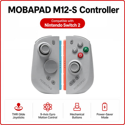 MOBAPAD M12 S Gaming Controller for Switch 2 with TMR Sticks, Mechanical Buttons, 9-Axis Gyro Motion Control, Power-Saver Mode