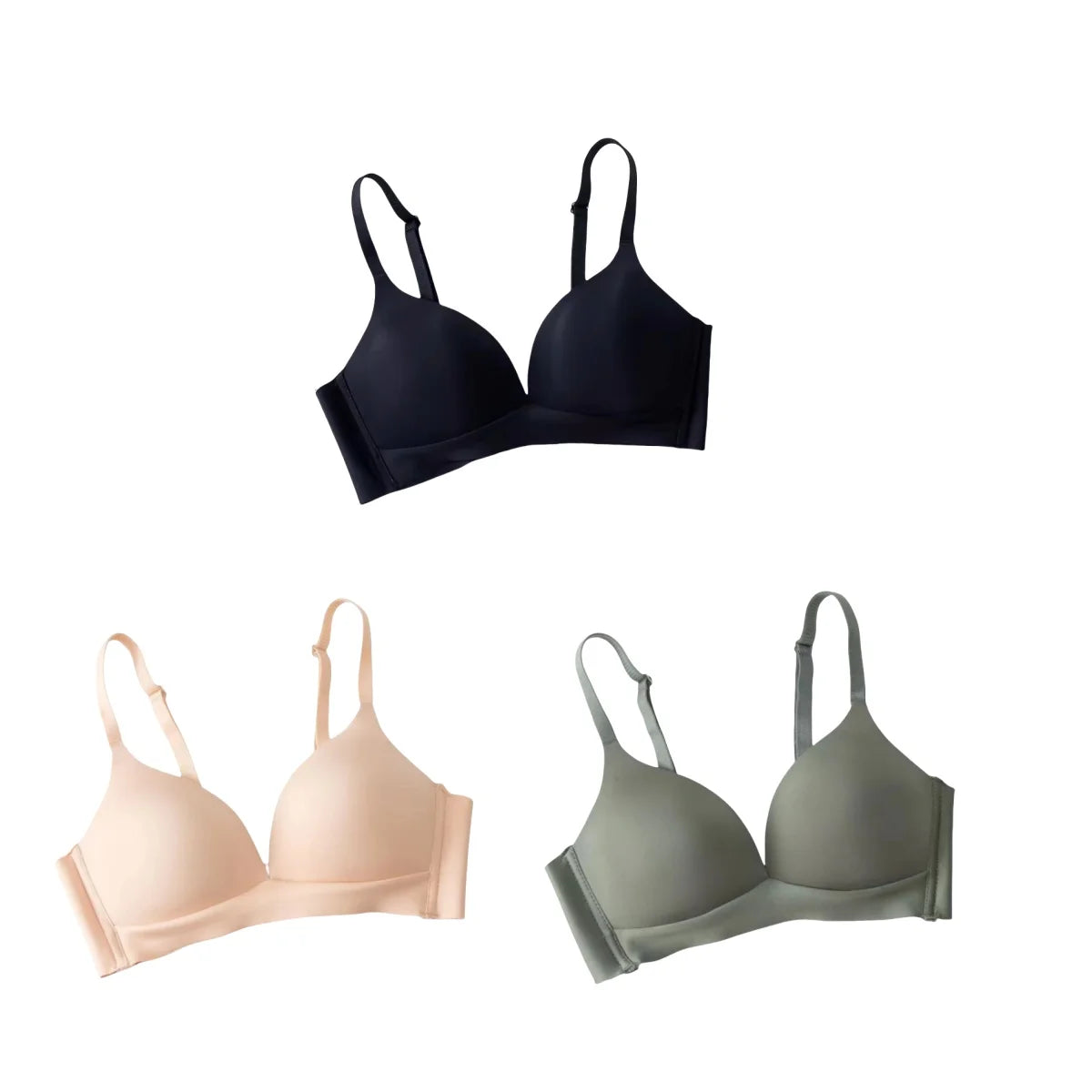 Fenlandwell bygelfri bh dam 3-pack – djup V-ringning och fasta kupor