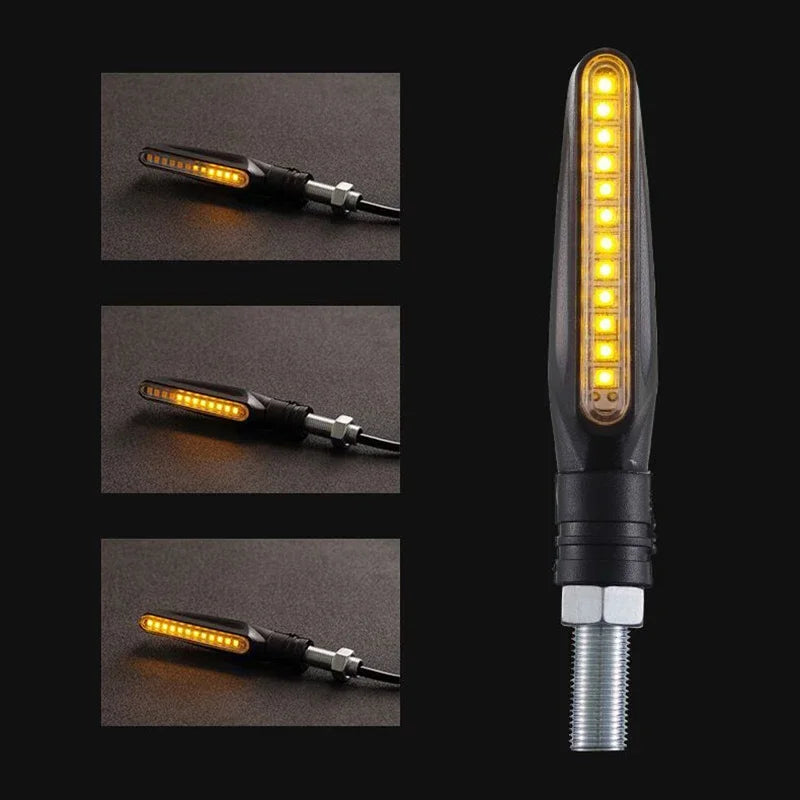 2 st LED-blinkers för motorcykel med flytande ljus, 12 LED