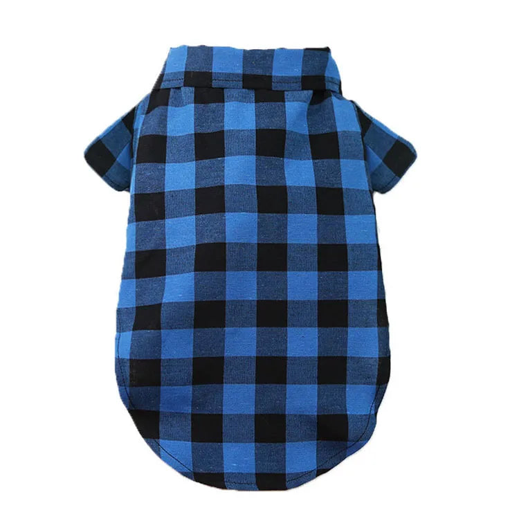 Pet Dog Clothes Plaid Shirt Suit Tie Gown Spring Summer Puppy Coat Teddy Bear Pomeranian Vest Small-Medium Dog Cat Pet Costume