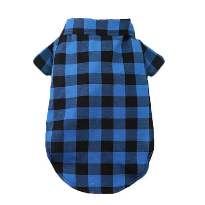 Pet Dog Clothes Plaid Shirt Suit Tie Gown Spring Summer Puppy Coat Teddy Bear Pomeranian Vest Small-Medium Dog Cat Pet Costume
