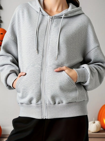 Black White Women's Zipper Hoodies Jacket Cotton Fleece Hoody Sweatshirt Pullover Autumn Winter Oversized Loose Tops Coat Unisex