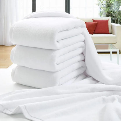 Super large pure cotton bath towel High absorbent white bath towel Multi-functional towel Hotel beauty salon cotton bath towel