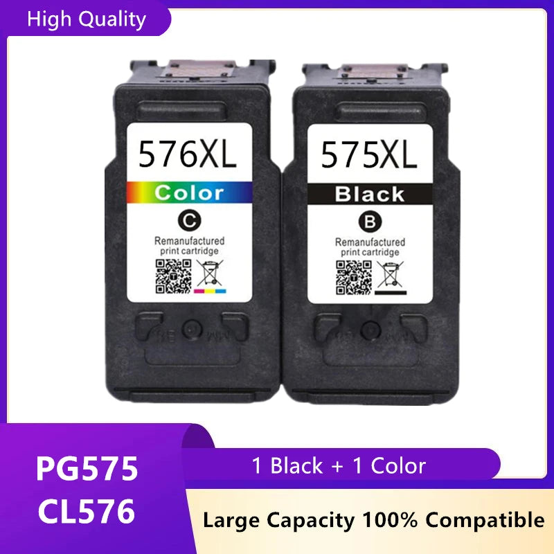 Bläckpatron för Canon 575 XL 576 XL PG575 CL576 PG-575 CL-576 PIXMA TS3550i TS3551i TR4750i TR4751i Skrivare