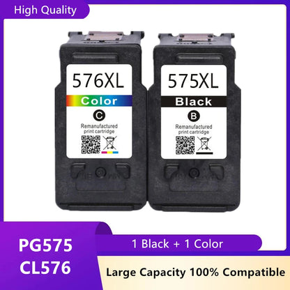 Bläckpatron för Canon 575 XL 576 XL PG575 CL576 PG-575 CL-576 PIXMA TS3550i TS3551i TR4750i TR4751i Skrivare
