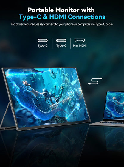 UPERFECT 24,5" Portabel Gaming Monitor – 240Hz 1ms IPS 460 nits HDR10 FreeSync USB-C Mini-HDMI VESA Laptop PS5 Switch
