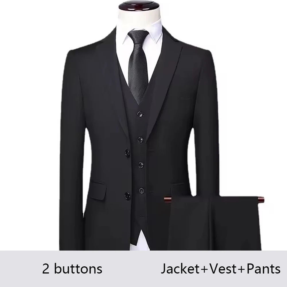 High Quality Men Suits For Wedding 2 Pieces 3 Sets Blazers Stretch Elegant Formal Jackets Vest Pants Full 2025 Tailored Costume