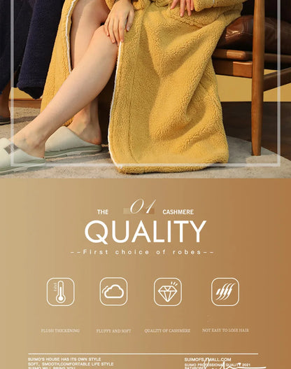 Female Autumn and Winter Warm Long Flannel Thick Couple Bath Bathrobes Men Women Pajamas Shower Robe Bath Towels For Adults
