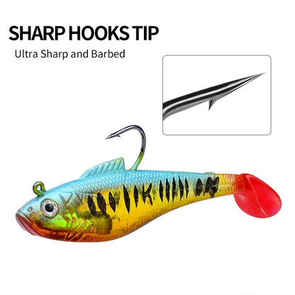 Artificial Soft Bait With Jig Head 4g 10g 25g Jigging Soft Lure Rubber T Tail Fishing Lures Swim Bait For Bass Pike Bass Tackle