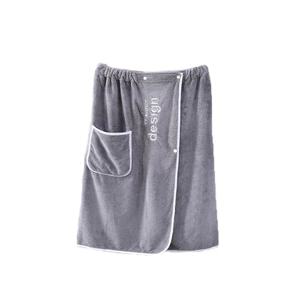 Wearable Men Bath Towel Soft Microfiber Bathrobe With Magic Pocket For Adults Gym Beach Sauna Spa Swimming Running Towel