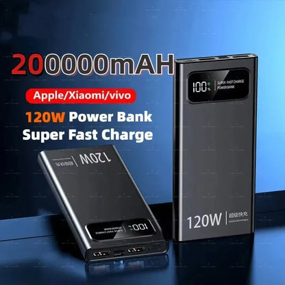 Lenovo 120W 200000mAh Power Bank Fast Charge Large Capacity External Battery CCC Mobile Power For Iphone Samsung Xiaomi NEW