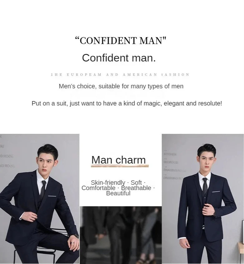 High Quality Men Suits For Wedding 2 Pieces 3 Sets Blazers Stretch Elegant Formal Jackets Vest Pants Full 2025 Tailored Costume