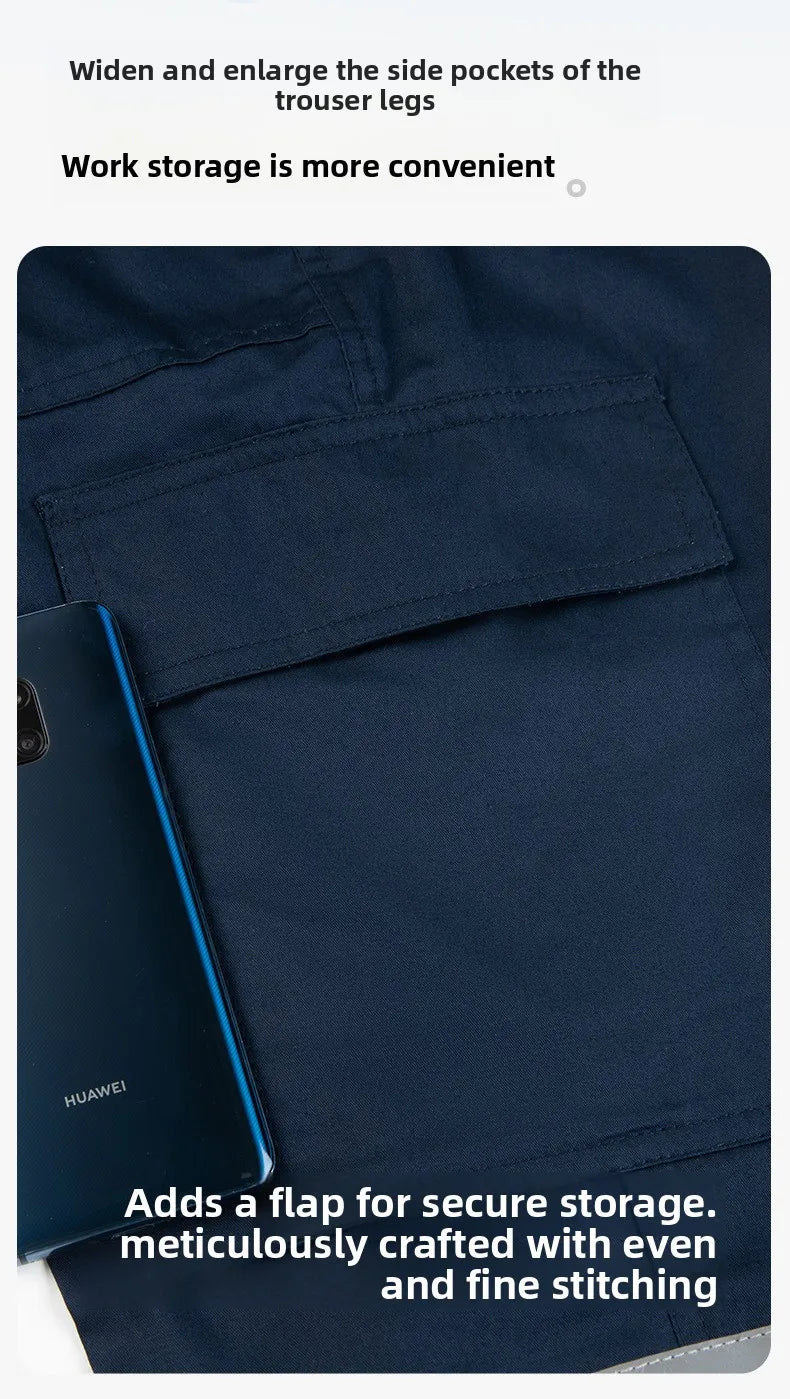 Men's Work Pants for Electricians, Auto Repair, Reflective Strips, Construction Site Trousers, Loose Labor Protection Pants Over