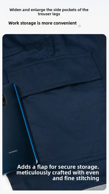 Men's Work Pants for Electricians, Auto Repair, Reflective Strips, Construction Site Trousers, Loose Labor Protection Pants Over
