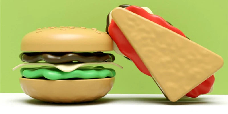 Låtsasmat för barn – hamburger- och pommes-set i 9 delar