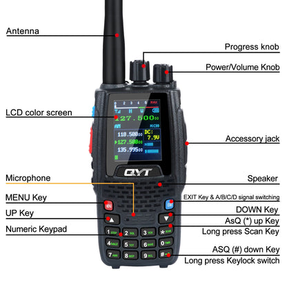 QYT KT-A16 Air Band Tx Handheld Walkie Talkie 118.000-136.999MHz TX Rx Aviation Portable Radio 6Watt 200Ch NoAA Weather Forecast